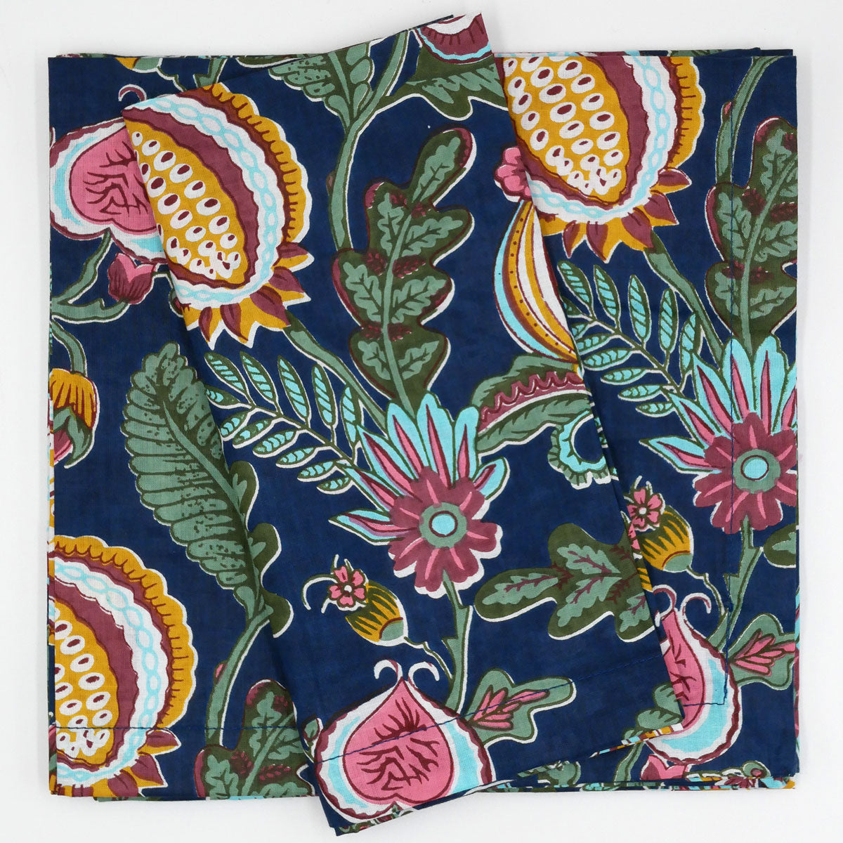 Blockprint Servietten "Secret Garden Dunkelblau" (4er)