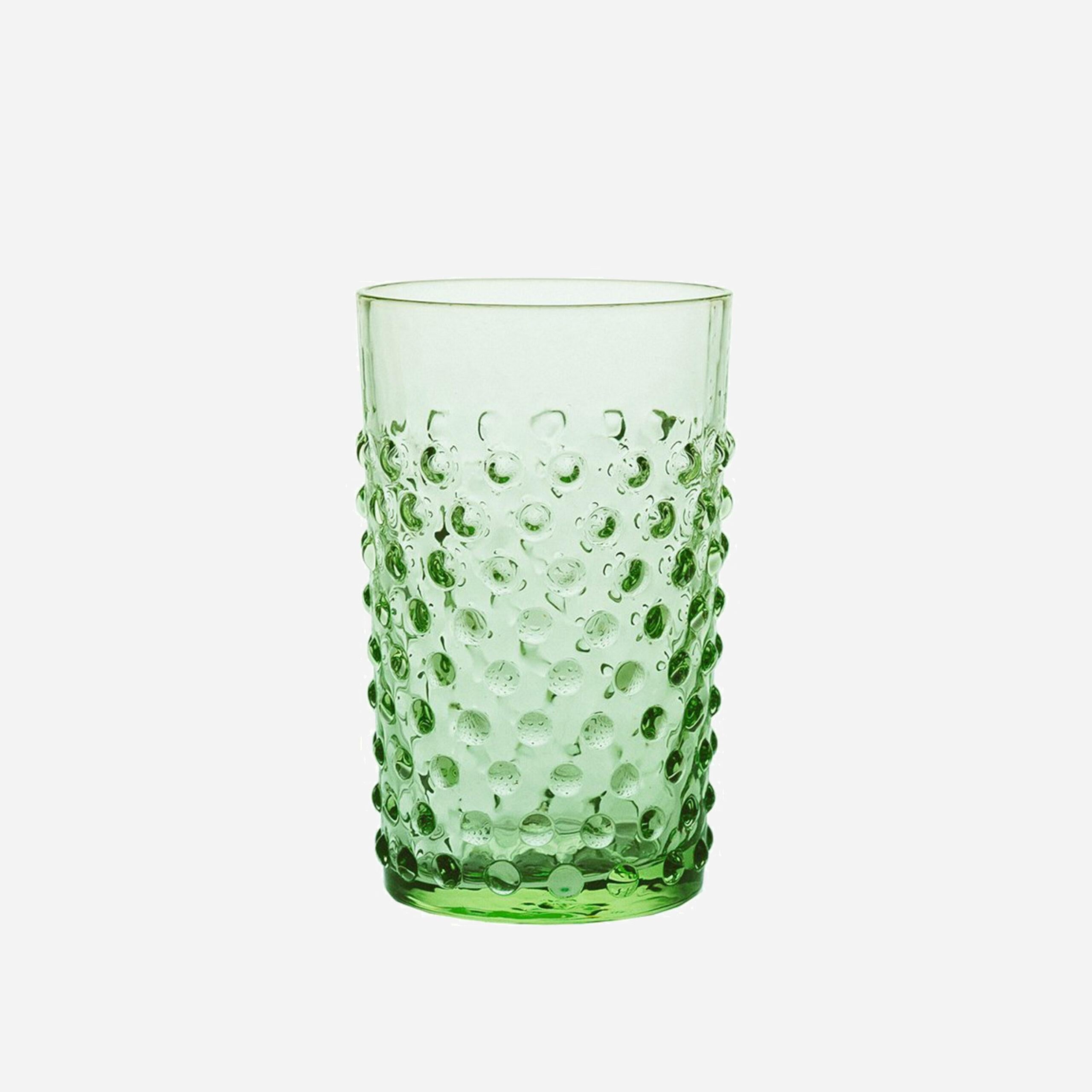 Wasserglas mit Noppen Limettengrün (4er)