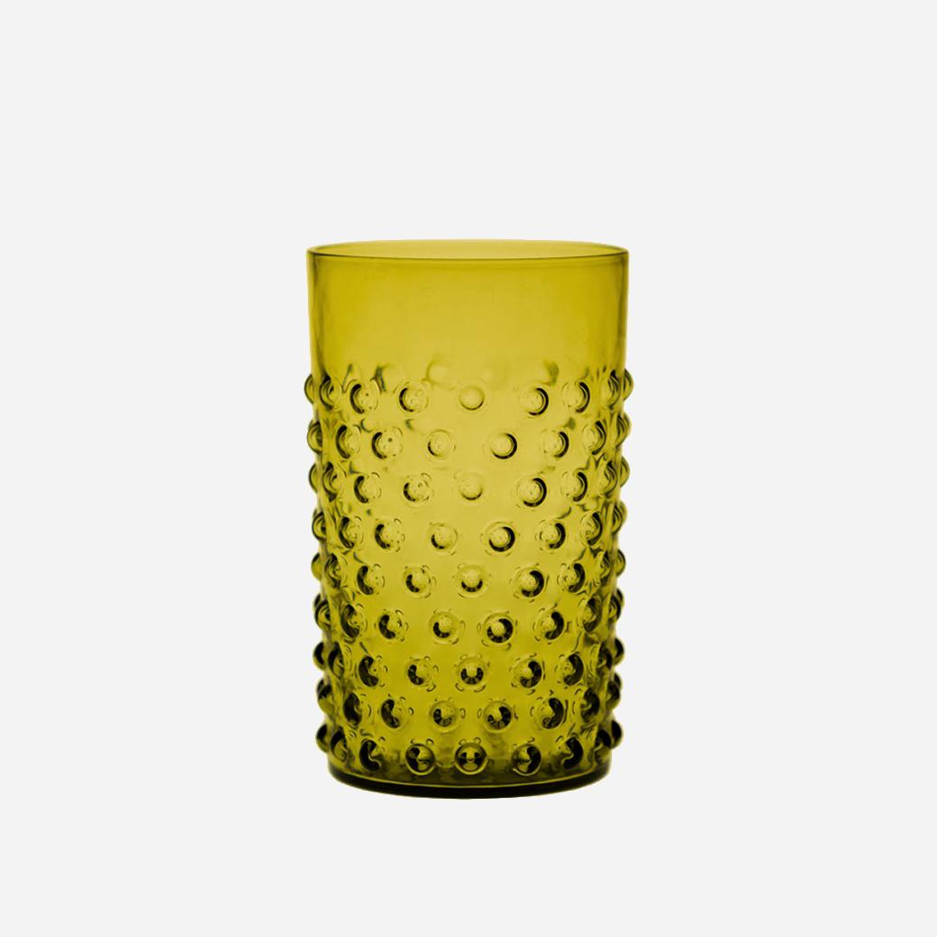 Wasserglas mit Noppen Olivgrün (6er)