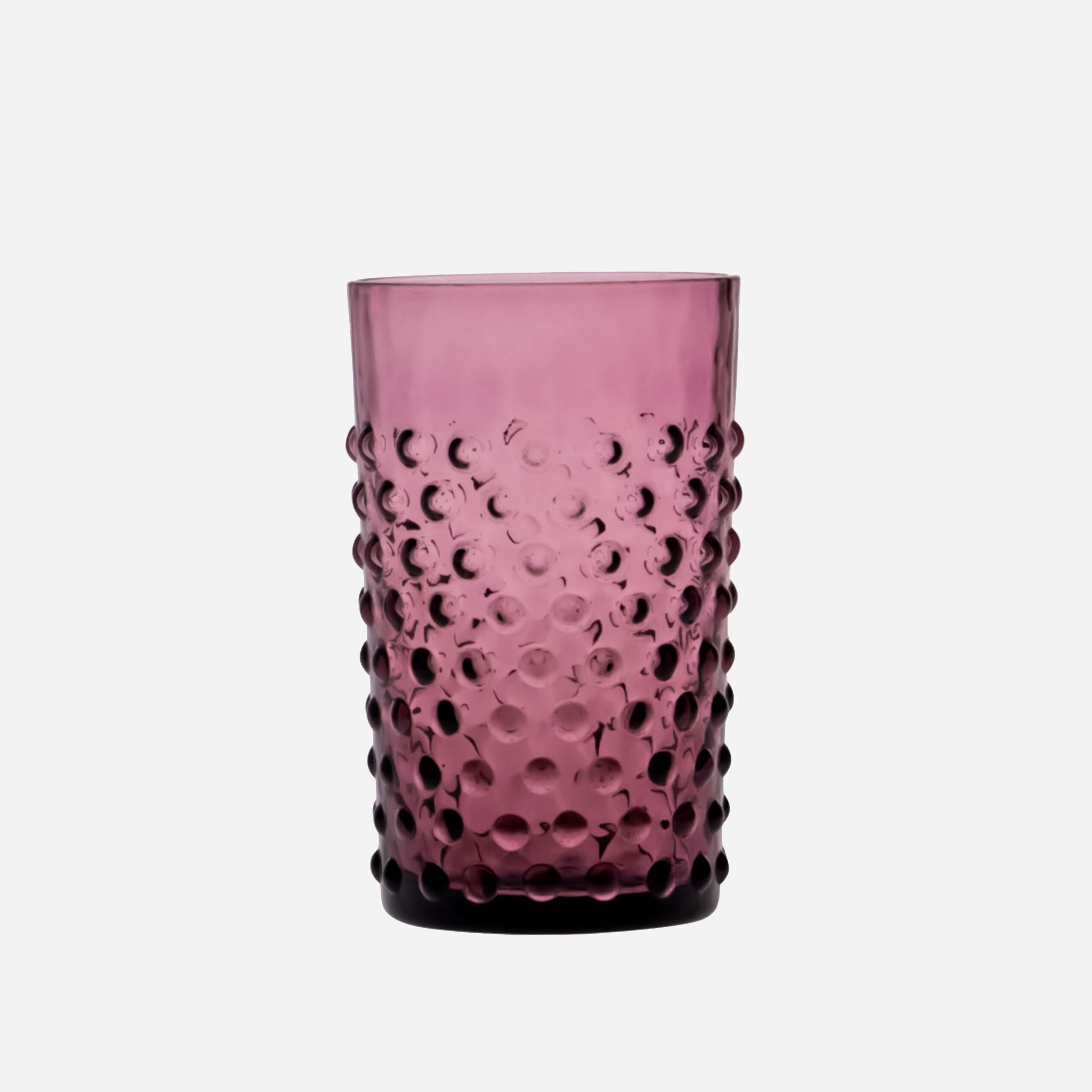 Wasserglas mit Noppen Violett (4er)