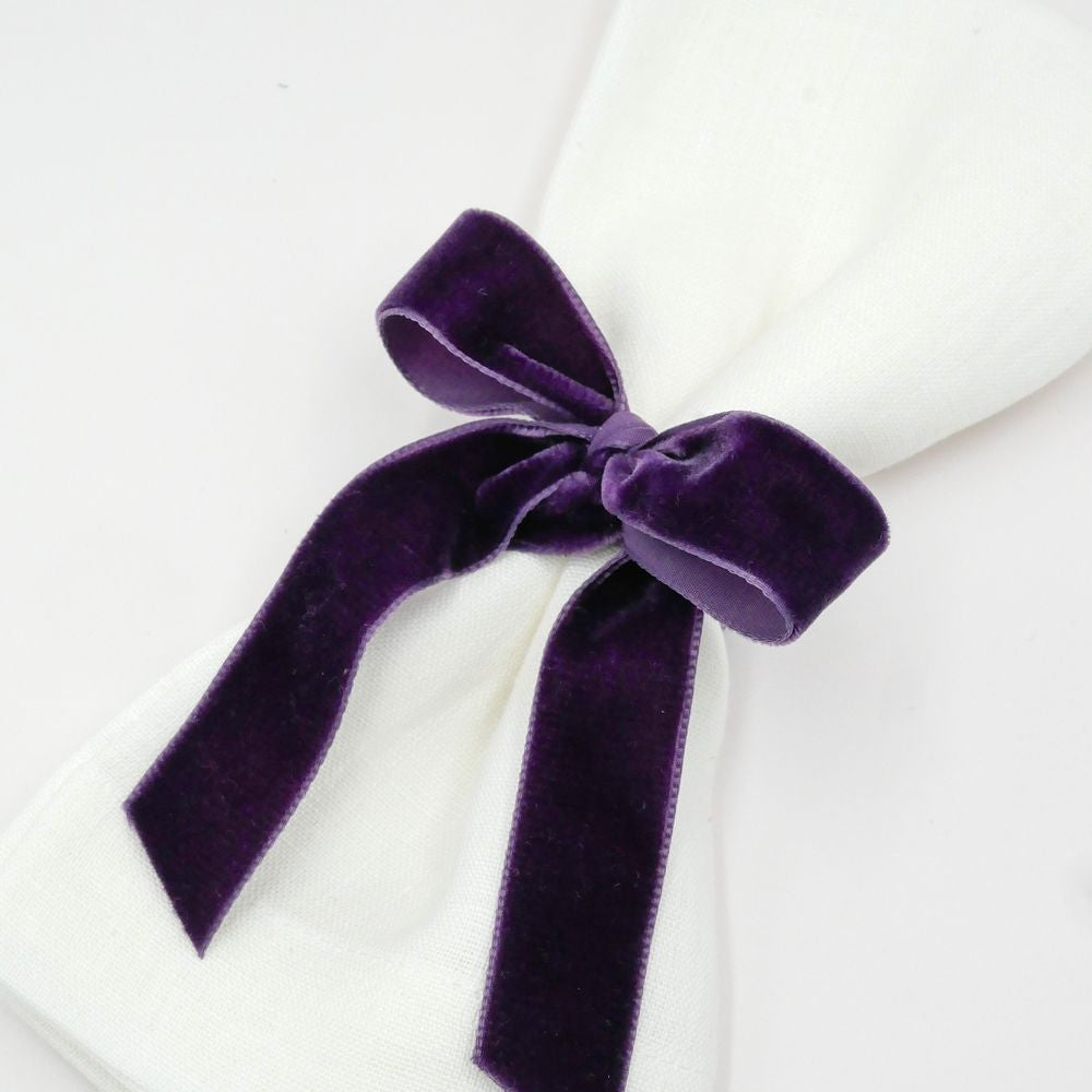 Samtschleifen Violett - Serviettenbänder (6er)